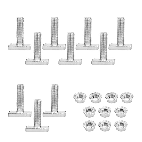 Set di 10 viti a testa martello, M10 x 25 mm, in acciaio inox, con dado flangiato, per moduli in PVC, profilo in alluminio fotovoltaico, serra, guida di montaggio solare - Honorern