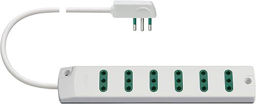 VIMAR Fp00402.C.B Presa Mobile Multipla Con 6 Uscite Sicury Standard Italiano P11, 1,5 M Cavo, Spina Piatta 2P+T 10, Standard Italiano, Bianco - Honorern