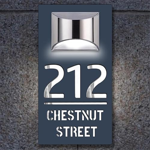 Targhette con numeri civici personalizzati, con luce solare, in acrilico, con numeri e indirizzi, per esterni e targa (quadrata) - Honorern