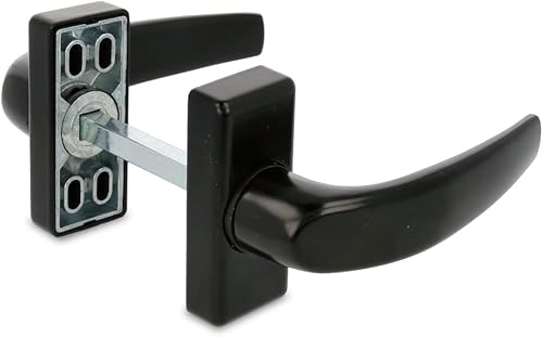 Amig - Set di Maniglie a Rosetta - Modello Delta - Realizzato in Alluminio - Misura: 121 x 72 mm - Quadratino di 8 mm - Nero - Honorern