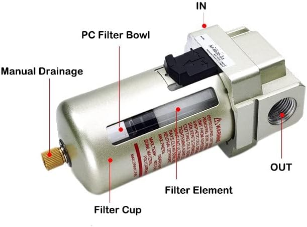 Filtro Aria Compressa, Separatore di acqua ad aria compressa, 1 pezzo durevole 1/2 '' filtro dell'aria compressore trappola per umidità acqua separatore accessori regolatore - Honorern