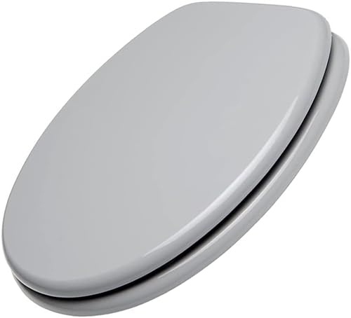 4638166 | Sedile Copriwater Universale Grigio Manhattan, Coprivaso, Sedile Wc, Tavoletta Copri Wc Bagno in Legno 'Weser' Forma Ovale, Cerniere Regolabili in Metallo - Honorern