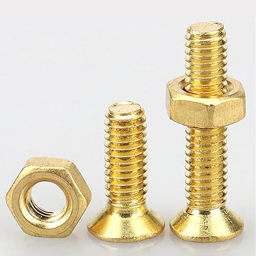 Ottone Kit di Bulloni e Dadi in Ottone Vite e Dado Kit con Viti per Macchina a Testa Piatta Phillips e Dadi Esagonali M2x8mm (50 Pezzi) - Honorern