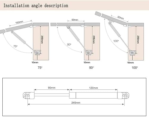Molla a Gas, FANDE 120N Pistoncini cerniera per Mobili, Martinetto Pneumatico per Mobili, pistoni per ante cucina, per Mobili Pistoni para Ante Mobile Armadio (4 Pezzi) - Honorern