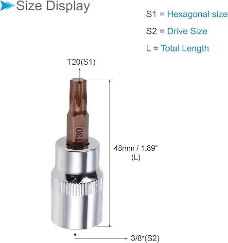 Chiave a Bussola Torx, Metrico T40 Punta 3/8' Attacco 1,5' Lungo, Acciaio Legato S2 Temprato al Cromo-Vanadio - (Applicazioni: per Applicazioni Fissaggio) - Honorern