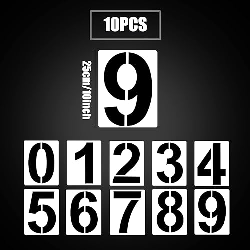 25cm Stencil con Numeri Grandi, Riutilizzabili Stencil con Numeri in Plastica 10 Pezzi Numero Stencil per la Pittura da 0 a 9 - Honorern