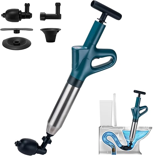 Sbloccante per WC resistente con stantuffo a gancio per sbloccare il lavandino ad alta pressione con 4 teste sostituibili, sbloccatore per lavello a stantuffo per sbloccare WC, lavandino, vasca - Honorern