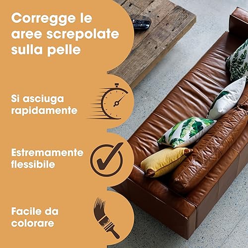 Furniture Clinic Leather Flexifil - Stucco estremamente flessibile utilizzato per riparare graffi di gatti, fori e crepe pesanti su divani in pelle, sedili auto (250 ml) - Honorern