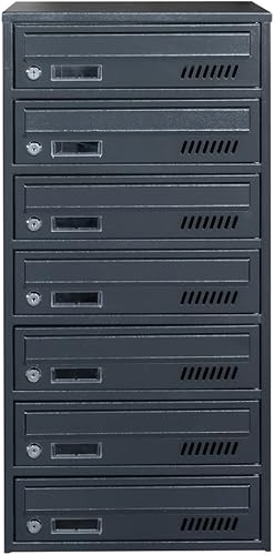 Cassette postali con fissaggio a parete EURO GLM 7 RAL 7016 cassetta postale condominiale Depot 7 con 7 alloggi, cassetta delle lettere - Honorern