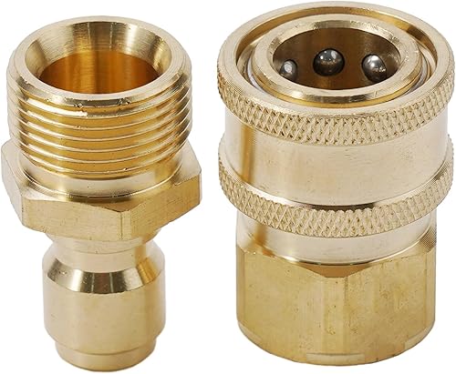 Set di accoppiatori a innesto rapido per idropulitrice, adattatori a scollegamento rapido in ottone massiccio, raccordi girevoli a sgancio rapido M22 3/8, per lavaggio a getto e pompa per - Honorern