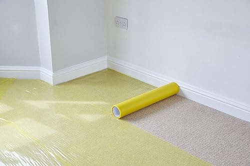 Rotolo di protezione per moquette, 50 m, resistente, autoadesivo, in plastica, completamente impermeabile, resistente, per tappeti, protezione per pavimenti in plastica trasparente - Honorern
