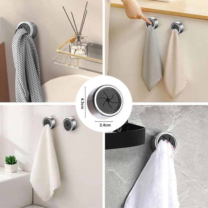 porta asciugamani senza foratura, porta asciugamani bagno 8 pezzi, gancio asciugamano Morsetto rotondo per bagno cucina e corridoio - Honorern