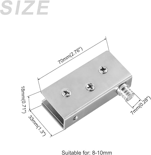 Vetro Porta Perno Cerniera (per 8-10mm Spessore) 2pz Acciaio Inox Regolabile Vetro Fermi Morsetto - per Riparazione Mobili Stanza Letto Tono Argento - Honorern