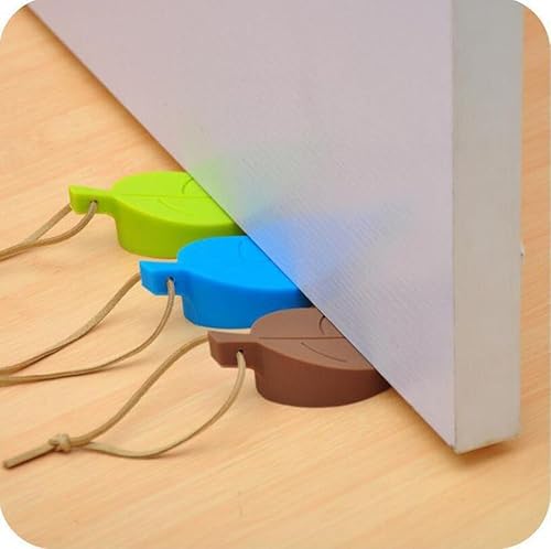 Flessibile Antiscivolo pesante dovere Le foglie Cuneo Silicone Fermaporta Dito protettore-fermate porta Set di 4 confezioni per Home Office-giallo marrone verde blu - Honorern