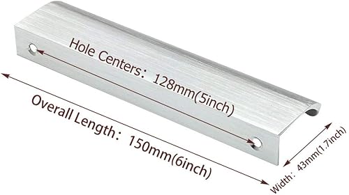 LONTAN 10 Pezzi Maniglie Argento per Mobili Maniglie Cucina Distanza dei Fori 128mm Maniglie Argento Maniglie per Mobili da Cucina Maniglie Armadio Maniglia Invisibile - Honorern