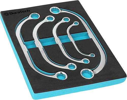 Set di chiavi a doppio anello, starter a forma di C, 5 pezzi, SW 8-22 mm, acciaio al cromo vanadio, con scatola in schiuma EVA - Honorern