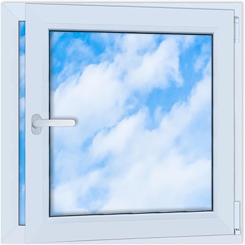 Finestra in PVC bianca 800x800 mm, DIN destra, ribaltabile e a sporgere, vetro doppio, a risparmio energetico – Finestra con certificazione CE per cantina e abitazione - Honorern