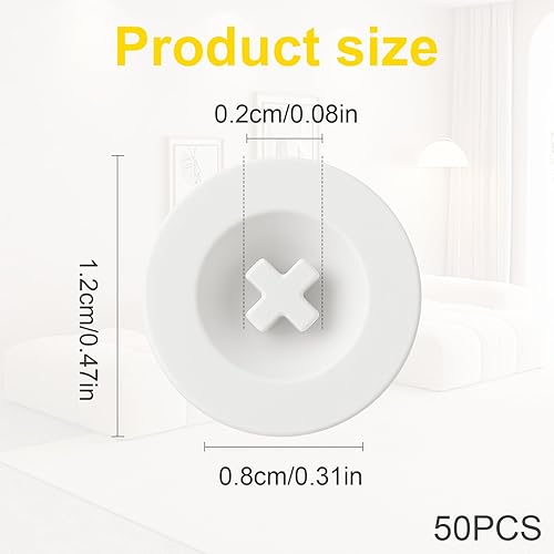 Copriviti per Viti Bianchi - 50 Pezzi di Cappucci in Plastica con Intaglio a Croce, Compatibili con la Maggior Parte delle Viti Phillips, Design Compatto e Antiscivolo - Honorern