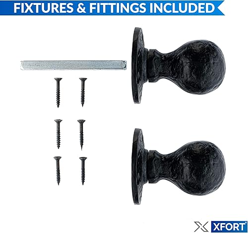 Pomello a mortasa in ghisa nero antico da 63 mm, neri per porte interne e esterne, 1 paio - Honorern