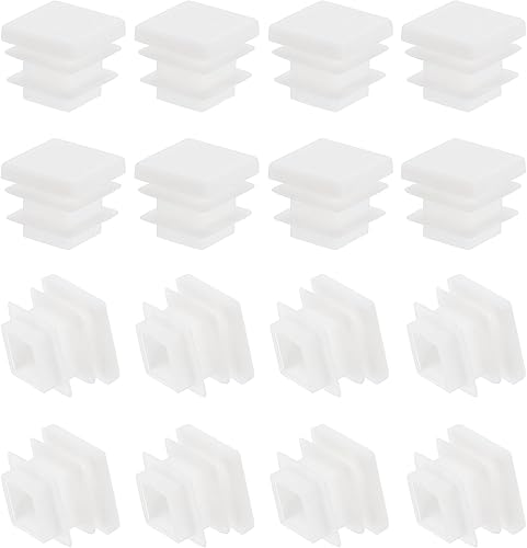 Tappo Quadrato Plastica, 16Pz 1.18'/30mm Tubi Tappi Sedie Terminali Plastica per Tubi Quadrati Gambe Sedie Mobili Ferramenta per Tubi Metallici Tappi Recinzioni, Bianco - Honorern