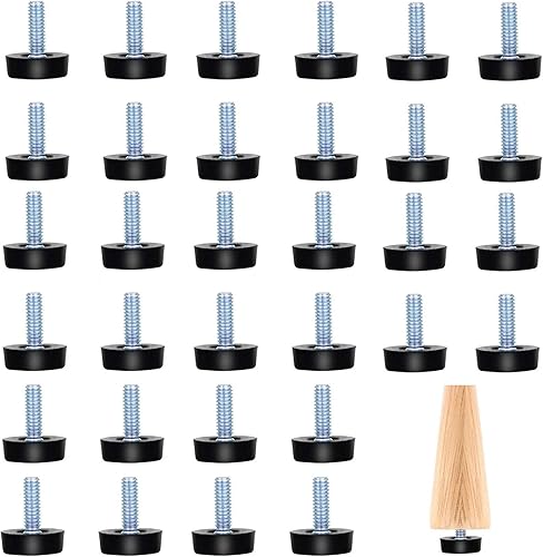 32 piedini di livellamento per mobili, piedi di livellamento a vite per mobili, tamponi per mobili a vite, per mobili, gambe e sedie, tavolo nero, M8 x 25 mm - Honorern