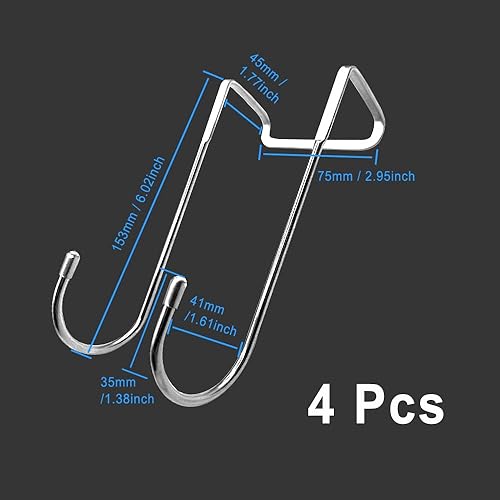 Ganci Asciugamani Bagno-5 Pezzi 2cm gancio asciugamani bifacciale in acciaio inox,con Copertura in Silicone,per porte in vetro cornice(Forma a S) - Honorern