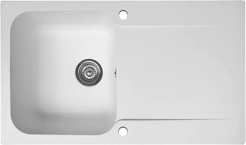 Essebagno Lisse lavello reversibile 1 vasca 1 scarico in resina bianca - Honorern