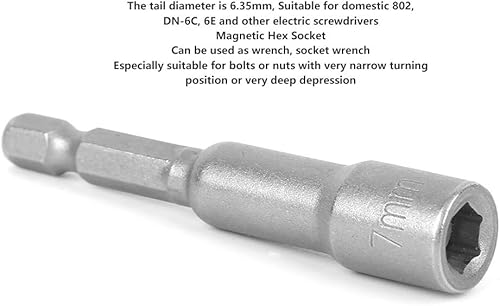 Set Chiavi Bussola, 5 pezzi Presa esagonale magnetica Utensile in acciaio Cacciavite elettrico Adattatore punta trapano magnetico 7mm - Honorern