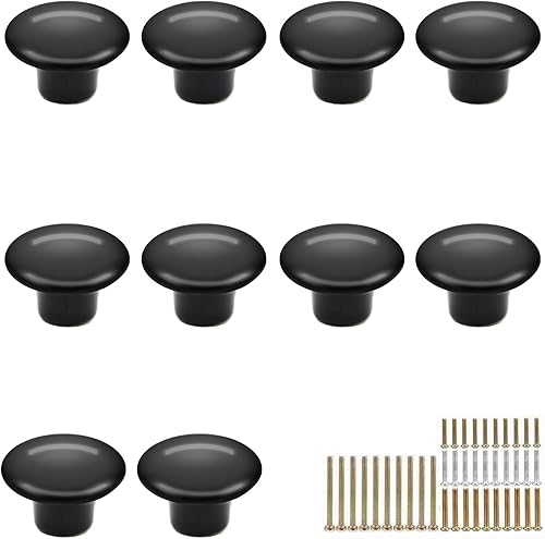 Confezione da 10 verde tondo pomelli per mobili, in stile vintage,in ceramica, per maniglie porte, armadi, cassetti e credenze - Diametro 32 mm - con Viti in 4 Lunghezze - Honorern