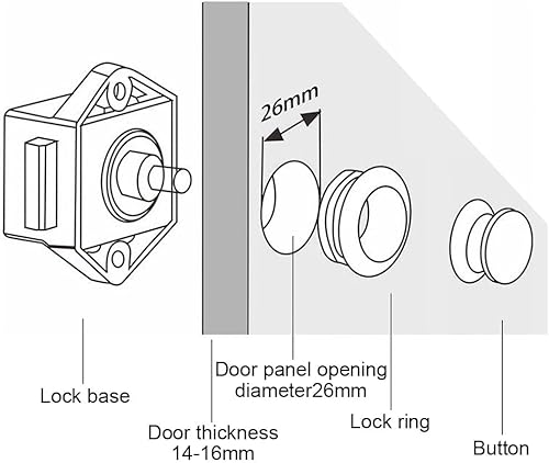 2 Pieces Serratura a Pulsante, Chiusura a Pulsante, Push Lock, Pulsante Per Serratura Armadio, Per Cassettiere Da 15 a 18 mm Di Grosor, Camper, Yacht (Marrone) - Honorern