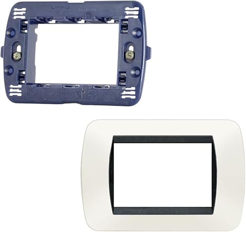 Placca 3 Posti o moduli con Supporto a Vite Living International Light Bticino Tecnopolimero L4803 (Bianco L4803PB) - Honorern