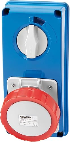 GEWISS - GW66320N Presa Fissa Interbloccata Verticale, Senza Fondo, Senza Base Portafusibili, 3P+N+T 32A 346-415V, 50/60Hz 6H, IP67 - Honorern