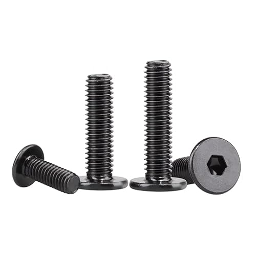 Viti a testa piatta M2 x 12 mm, con esagono incassato e dadi, 50 pezzi, in acciaio inox nero, con esagono incassato a testa grande (M2 x 12 mm) - Honorern