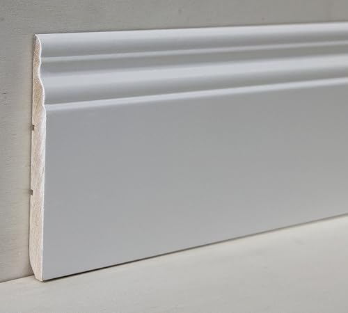 Battiscopa Massello In Legno Di Ayous Laccato Ral 9010 Mod. Berna mm. 120X13X2500 (Prezzo Per ml. 5) - Honorern