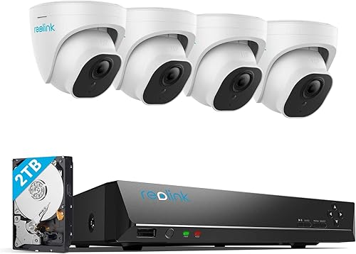 Reolink 5MP Kit Videosorveglianza PoE, NVR 8CH 4K 2TB con 4 x 5MP Telecamere Esterno PoE Impermeabile, Rilevamento di Movimento, Visione Notturna, RLK8-520D4-5MP (Ricondizionato) - Honorern