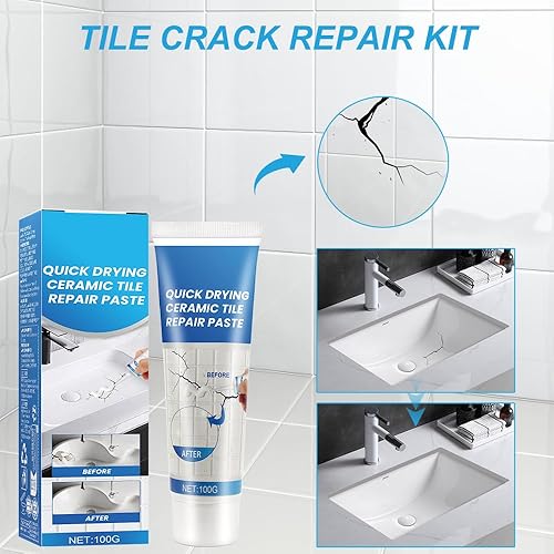 Pasta per la Riparazione di Piastrelle, Adesivo in Pasta per Piastrelle, Kit Crema Riparatrice per Pareti con Ugello a Punta Raschietto,per Unghie, Porcellana, Fori di Crepe - Honorern