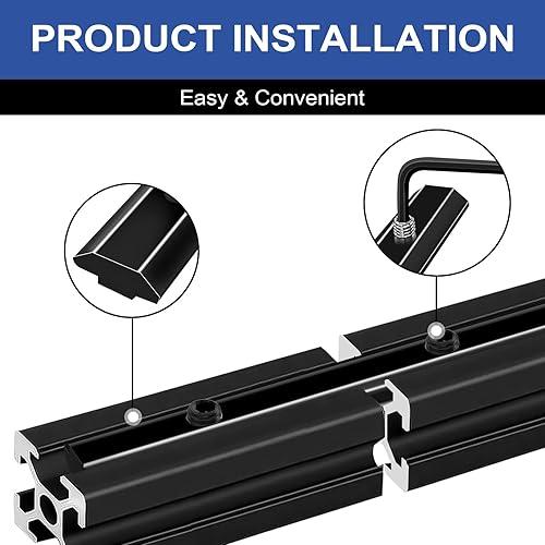 24pcs 2020 Staight Connettore Staffa Angolo Piastra Giunto 2020 Hardware T-Slotted Accessori V-Slot con Viti per Accessori per Stampanti 3D Nero 8020 Profilo in Alluminio - Honorern