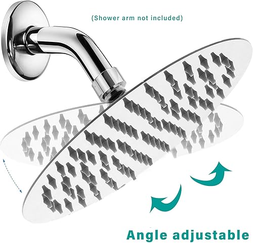 Soffione Doccia a Pioggia in Acciaio Inox, Docce Fisso Piazza 20 CM, Soffione Doccia Anticalcare, Docce Fisse Alta Pressione da 8 Pollici, Testa Doccia Regolabile 360° - Honorern