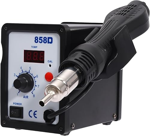 Stazione di saldatura digitale ad aria calda set 858D 700W saldatore Rework Station regolabile temperatura e velocità del vento stazione dissaldante con pistola termica e 3 ugelli ad aria calda - Honorern