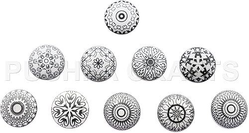 Pomelli per armadio, cassetto, in ceramica, dipinti a mano, 10 pezzi grigio e bianco pomelli grigio (10) XFER - Honorern