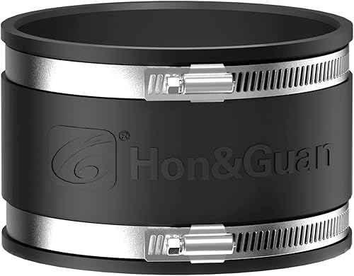 Hon&Guan Manicotto in gomma flessibile da 100 mm, con due fascette in acciaio inox, manicotto antirumore, inodore, connettore per tubo per ventilatore, filtro a carbone, tubo rigido, tubo in acciaio - Honorern