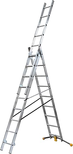 HAILO 1422-801 - Escalera combinada de 3 tramos con estabilizador curvo HobbyLOT (3x9) - Honorern