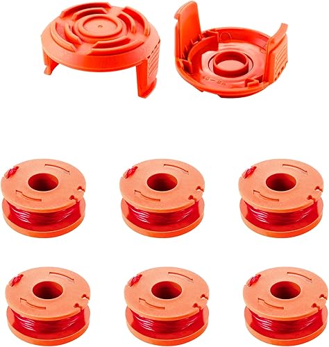 6 Bobine Ricambio Per Decespugliatore Rocchetti Filo Per Tagliabordi Diametro ⌀1,65 mm 3 m di Lunghezza Trimmer In Nylon Con Coperchio Colore Arancione - Honorern