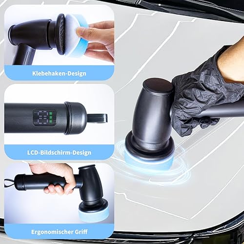 Lucidatrice Auto,Lucidatrice per Auto 3 Velocità Regolabile Variabili Maniglia Laterale,Vari Accessori,per Auto,Lucidatura di Pavimenti e Cera - Honorern