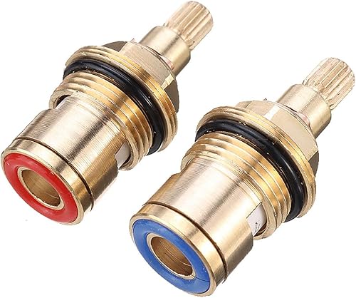 2 PCS Cartucce per Rubinetto in Ceramica, 1/4 Giro 20 scanalature, Vitoni di Ricambio per rubinetti Doccia Vasca con rondelle, per ghiandole Rubinetto in Ottone Massiccio Ceramica - Honorern