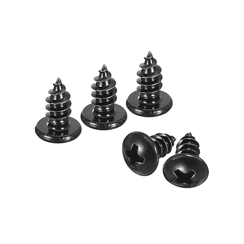 QUARKZMAN 5mm x 10mm Croce Tondo Testa Autofilettante Vite, 50pz - Acciaio Inox 304 Rotondo Testa Legno Vite Completa Filettatura (Nero) - Honorern