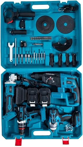 Kit Professionale Fai da Te 4 in 1 con Trapano Avvitatore a Batteria, Trapano a Percussione a Batteria Smerigliatrice Angolare a Batteria, Trapano a Martello e ad Impulsi Svita Bulloni, 88v - Honorern