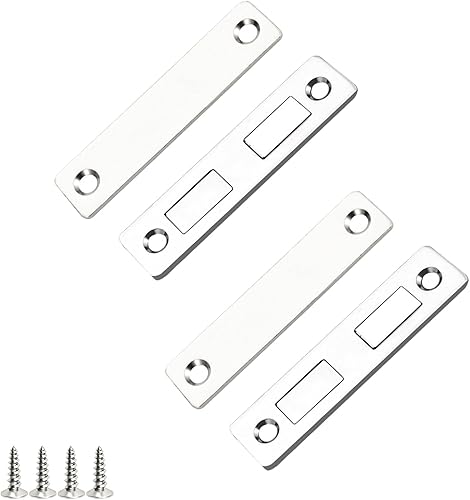 2 Pezzi Calamita per Mobili Chiusura Magnetica - Fermaporta Magnetico Senza Fori con Superficie Piana, Chiusura Invisibile per Ante Scorrevoli, Armadio, Cassetti (Argento, Include Viti) - Honorern