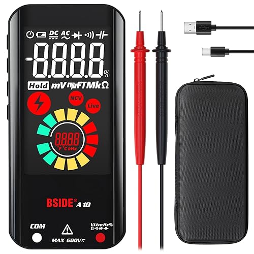 Mini Multimetro digitale ricaricabile con display LCD a colori 3 risultati Multimetro intelligente proabile 9999 conteggi Misure Tensione AC DC Resistenza Diodo Hz NCV Filo vivo - Honorern