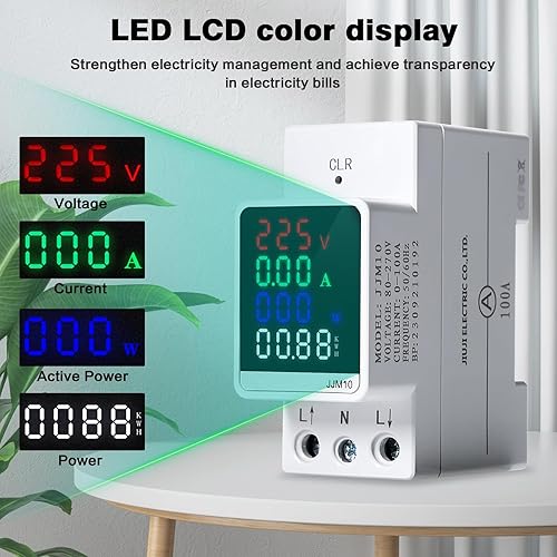 Misuratore Consumo Elettrico,100A AC80-270V Wattmetro Contascatti Elettrico Contatore Elettrico Digitale Potenza di Tensione di Corrente su Guida DIN v - Honorern
